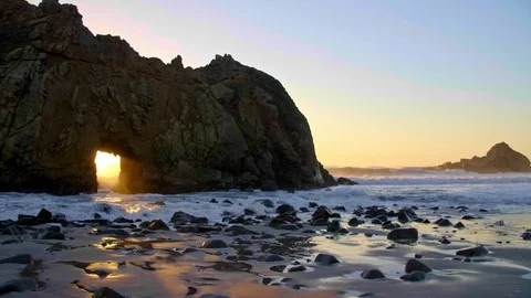 Sunset Key Hole Rock Big Sur California Stock Footage 103473819
