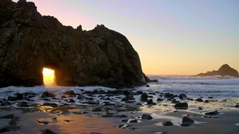Sunset Key Hole Rock Big Sur California Stock Footage 103476349