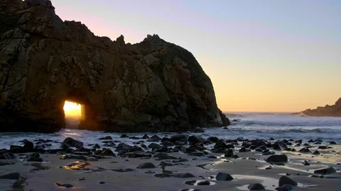 Sunset Key Hole Rock Big Sur California Stock Footage 103478737