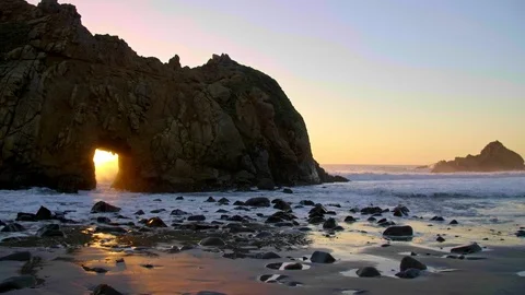 Sunset Key Hole Rock Big Sur California Stock Footage 103480308