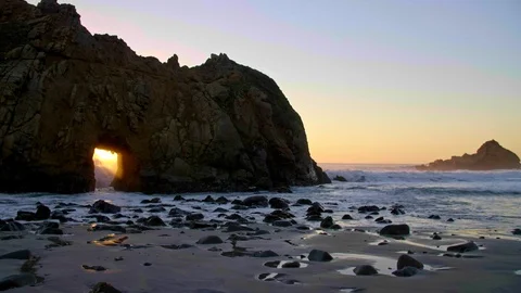 Sunset Key Hole Rock Big Sur California Stock Footage 103483125