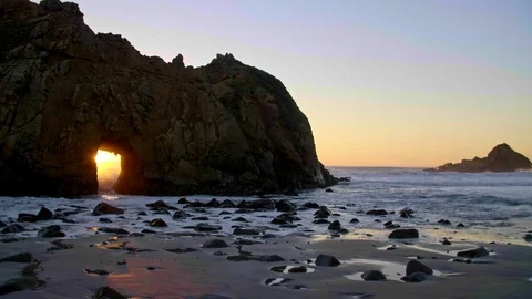 Sunset Key Hole Rock Big Sur California Stock Footage 103489112