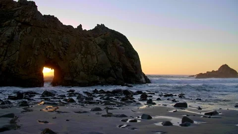 Sunset Key Hole Rock Big Sur California Stock Footage 103490283