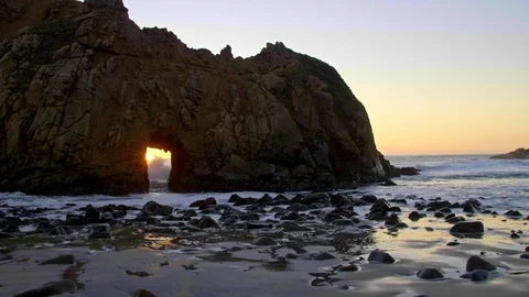 Sunset Key Hole Rock Big Sur California Stock Footage 103531750