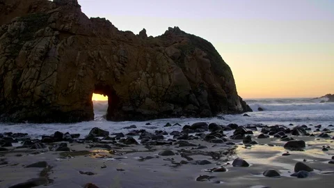 Sunset Key Hole Rock Big Sur California Stock Footage 103535060