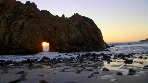 Sunset Key Hole Rock Big Sur California Stock Footage 103535904