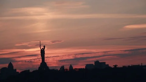 Sunset in Kiev. Ukraine Stock Footage 112816878