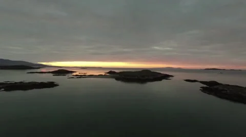 Sunset killary bay ocean and island areal view Video stock 57891173