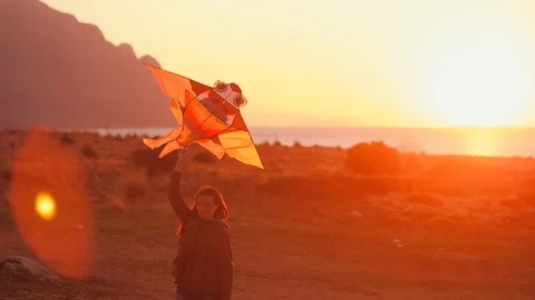 Sunset kite 2 Stockbeeldmateriaal 97795502