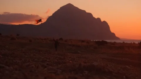 Sunset kite Stockbeeldmateriaal 97795508