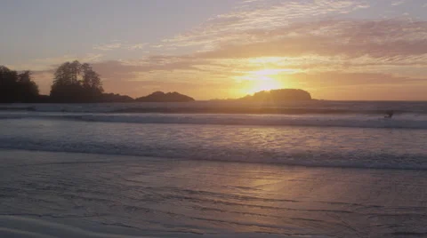 Sunset Kite Surfers Waves Stock Footage 47291323