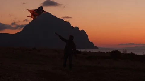 Sunset kite3 Stockbeeldmateriaal 97837887