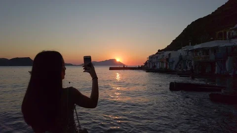 Sunset from Klima, Milos, Greece Video stock 124923933