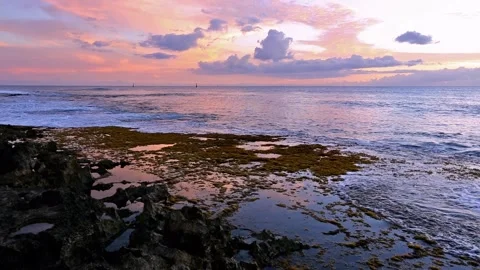 Sunset from Ko Olina beach park. Hawaii Stock Footage 131965093
