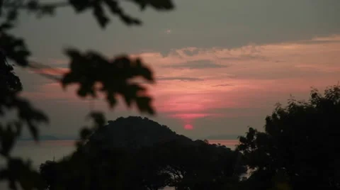 Sunset in Komodo island. Mountain view. Stock Footage 44917215