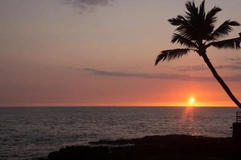 Sunset in Kona, Hawaii Stock Photos