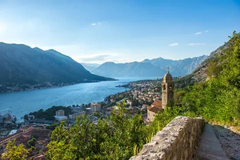 Sunset in Kotor bay Stock Photos