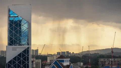 Sunset kuala lumpur city construction rooftop panorama 4k timelapse malaysia Stock Footage 115013203