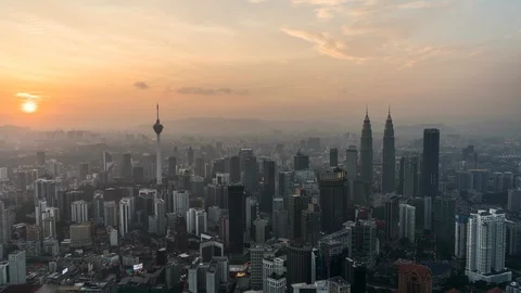 Sunset Kuala Lumpur Skyline Stock Footage 92776140