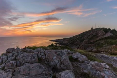 Sunset at Kullaberg, Sweden. Stock Photos