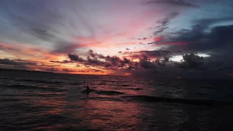 Sunset on Kuta beach in Bali | 4k drone video Stock Footage 167344548
