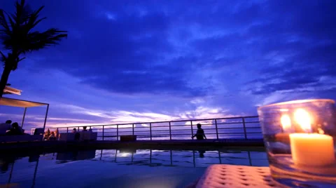 Sunset on Kuta Beach Blue Stock Footage 35347507