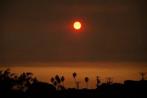 Sunset LA fires in Malibu Stock Photos