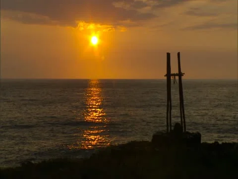 Sunset at La'aloa Heiau Video stock 22243252