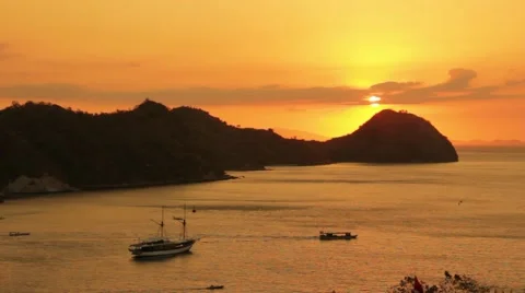 Sunset in Labuan Bajo Stock Footage 57463745