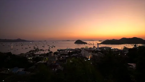 Sunset in labuan Bajo Stock Footage 341268138