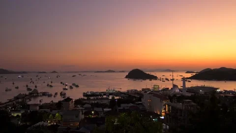 Sunset in labuan Bajo Stock Footage 341268160