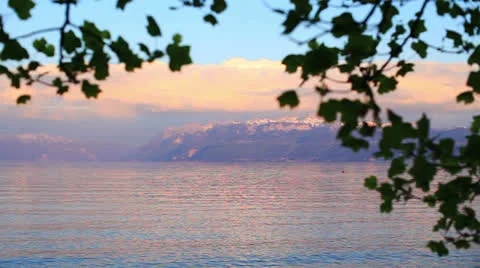 Sunset of lac leman Stock Footage 23862534