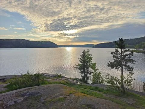 Sunset on Ladoga Stock Photos