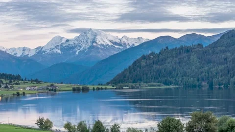 Sunset on Lago della Muta South Tyrol, Italy Stock Footage 139537485