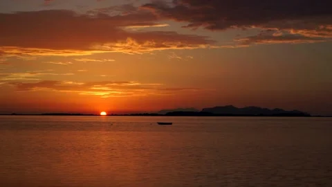 Sunset on the lagoon bay Stock Footage 143359841