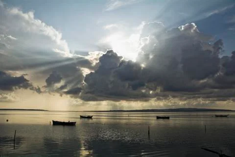 Sunset on the lagoon Stock Photos