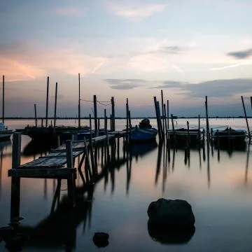 Sunset on the lagoon Stock Photos