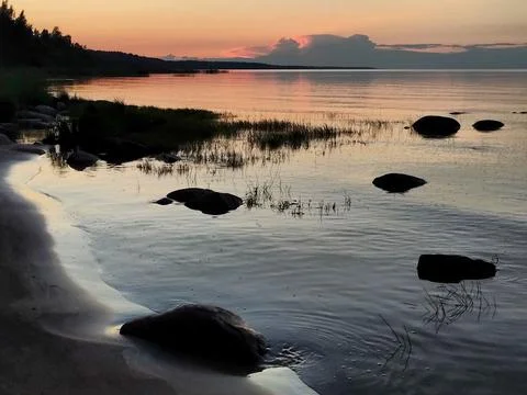 Sunset lake 1 Stock Photos