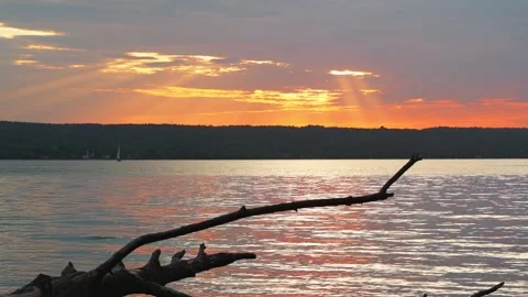 Sunset at Lake Ammersee Stock Footage 342340785