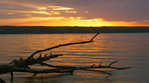 Sunset at Lake Ammersee Stock Footage 342340822