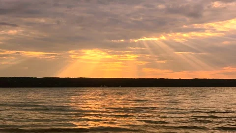 Sunset at Lake Ammersee Stock Footage 342340866