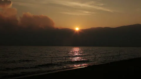 Sunset on the lake Baikal. Stock Footage 54067225