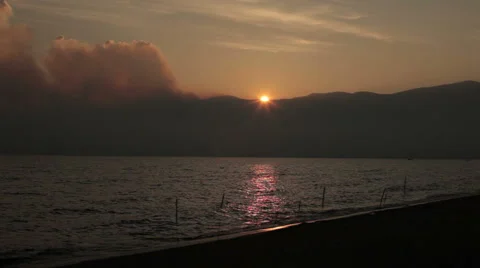 Sunset on the lake Baikal. Stock Footage 54069037