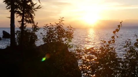 Sunset on Lake Baikal in Siberia. Stock Footage 290119700