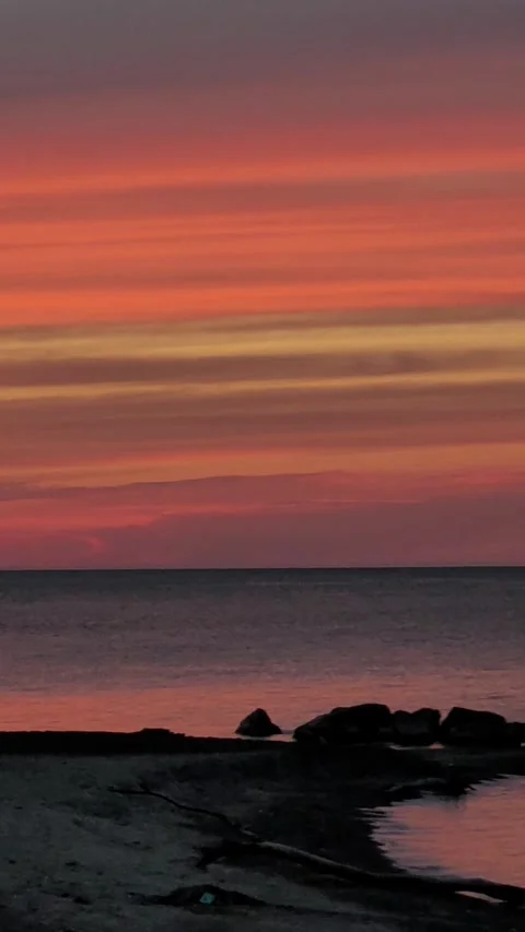 Sunset on Lake Beach  1 Video stock 261499534