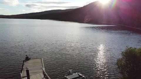 Sunset on the lake beyond the Arctic circle. Lapland Nature Reserve. Russia 스톡 동영상 226346180