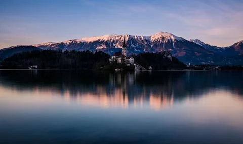 Sunset in Lake Bled Stock Photos