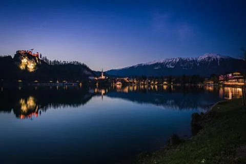 Sunset in Lake Bled Foto stock