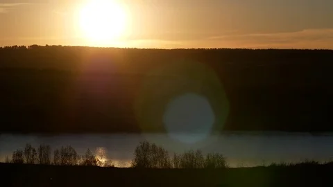 Sunset on the lake, boat Video stock 76047571