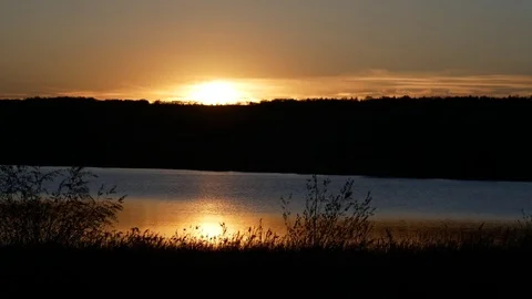 Sunset on the lake, boat Video stock 76048649